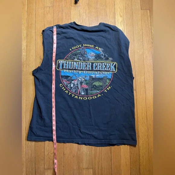Y2k Vintage Sleeveless Harley Davidson Cut Off T Shirt - Picture 9 of 10